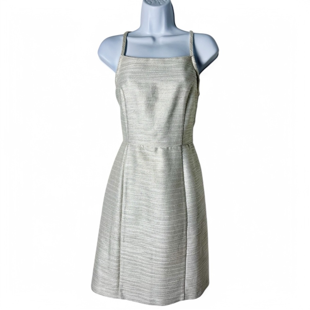 Anthropologie Paper Crown Womens White Spaghetti Strap Mini Dress Fit Flare Sz 4